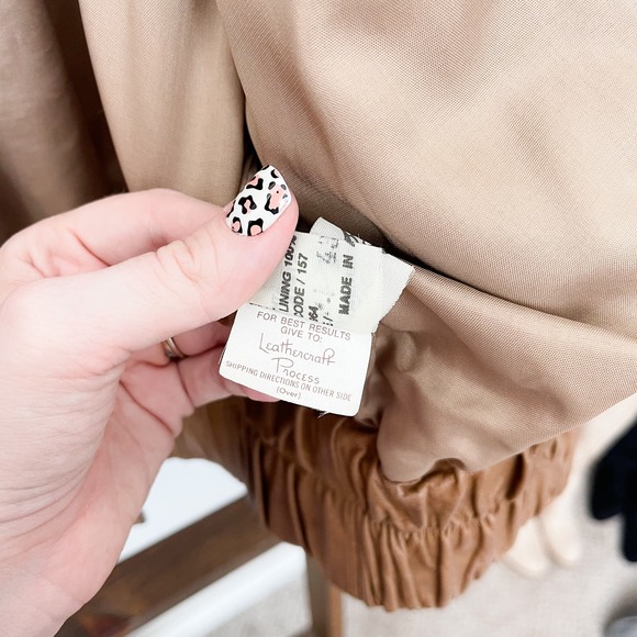 Tan Leather Bomber Jacket - Picture 7 of 10